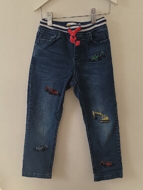 Mini Boden Boy's Appliqué Denim Jeans Construction Themed 5Y
